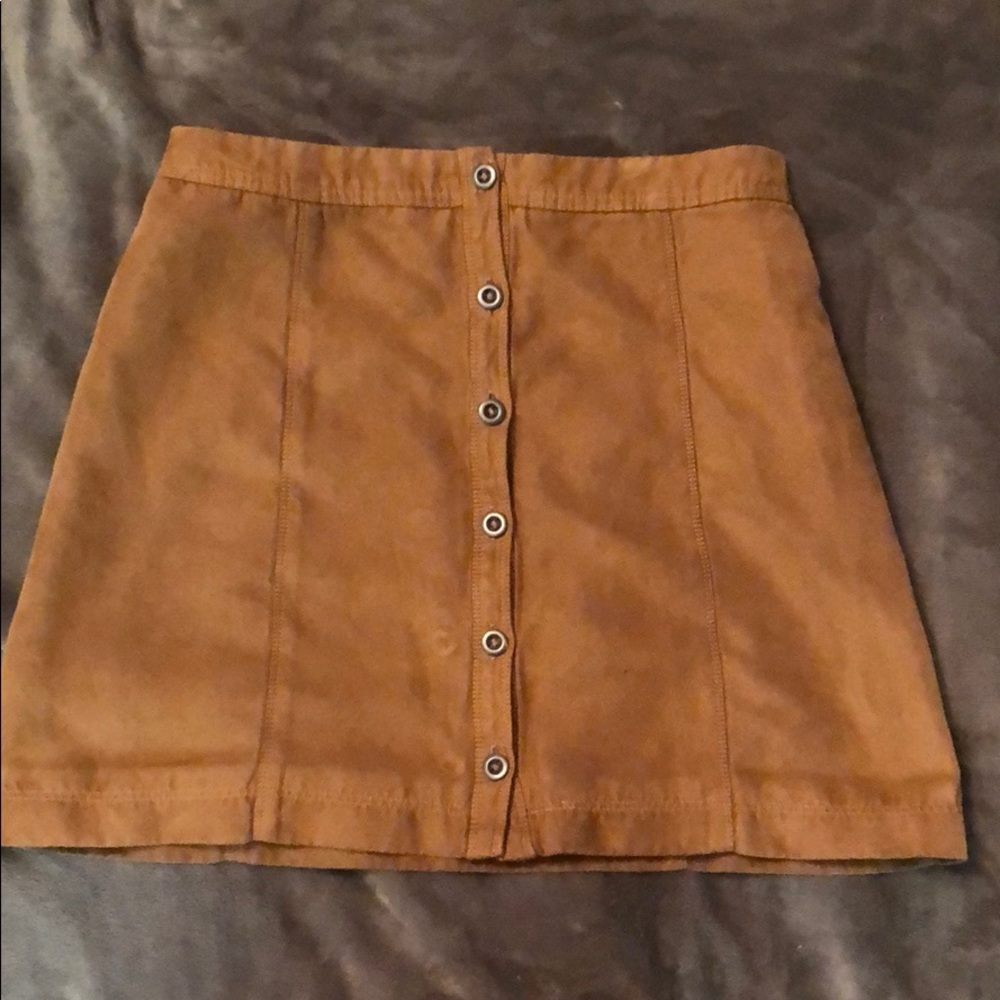 Hollister brown button up skirt